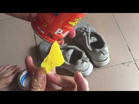 Hướng dẫn dán giày bằng keo con chó (keo P-66) - How to repair shoes with P-66 glue
